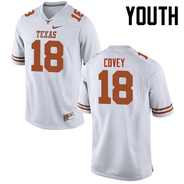 Youth #18 Josh Covey Texas Longhorns College Football Jerseys-White